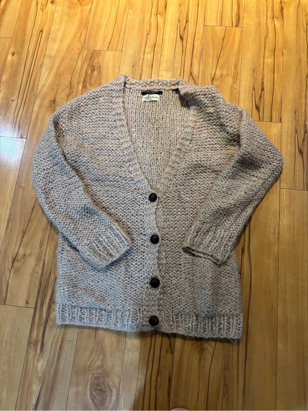Scotch & Soda Chunky Knit Cardigan in Taupe Heather